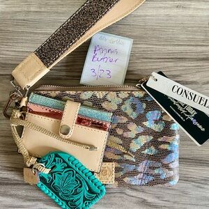Consuela Turquoise Crochet Wristlet Clutch